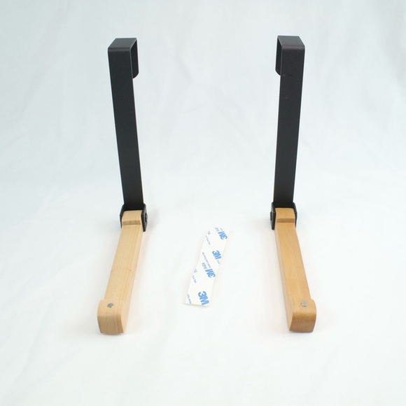 Foldable Wood Over the Door Hook Coat Hangers with Black Metal - Like NEW - Picture 2 of 4